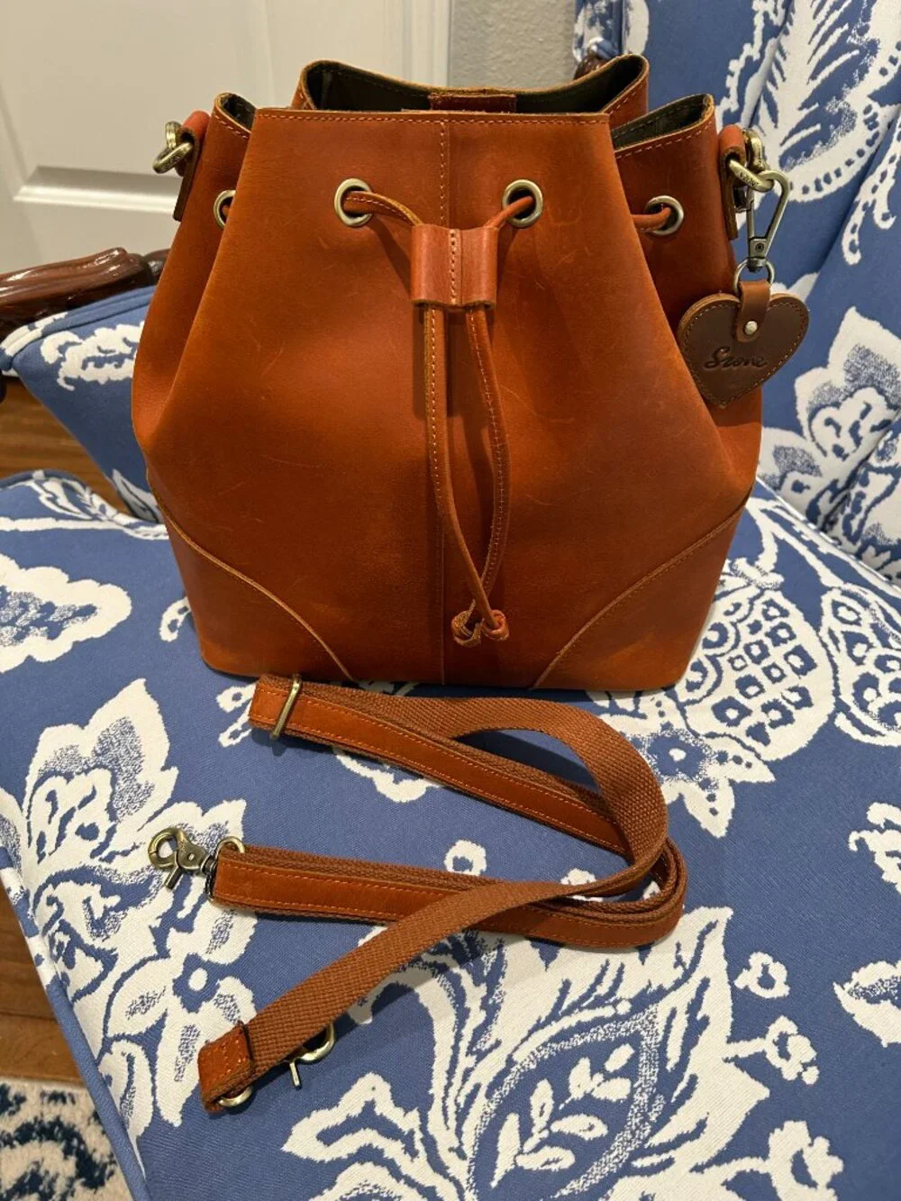 S-Zone Leather Bucket Bag, Excellent Condition